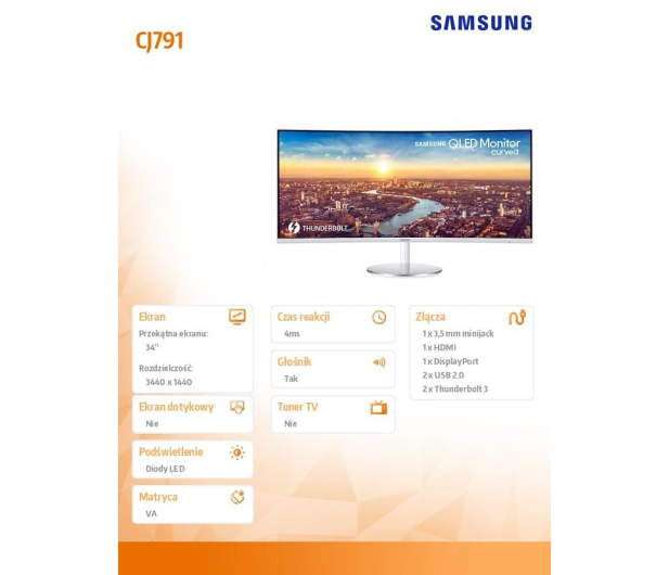Samsung C34J791WTUX Curved Quantum Dot - 425114 - zdjęcie 3